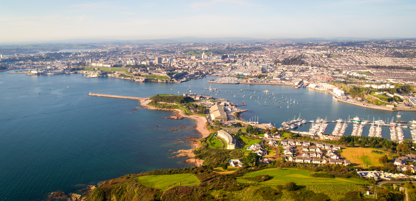 A photograph of Plymouth by drone 