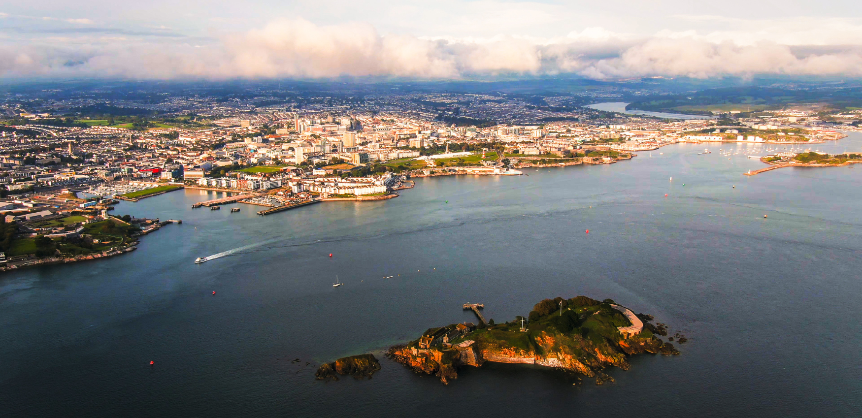 Drone shot of Plymouth 