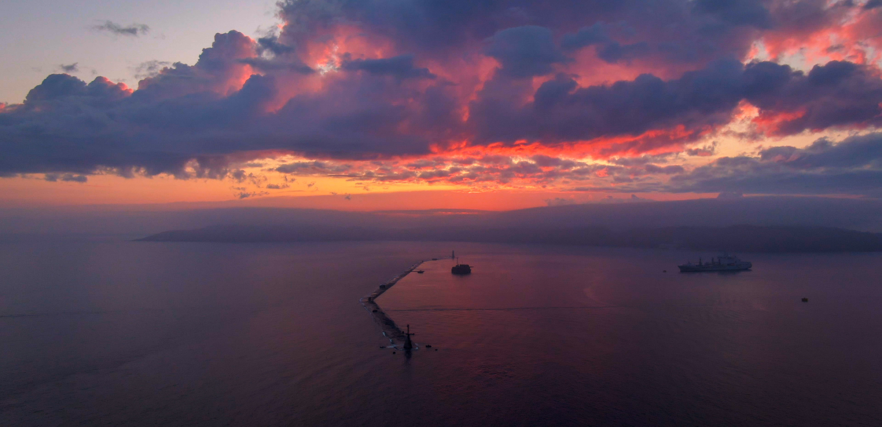 The sun setting over Plymouth Sound 