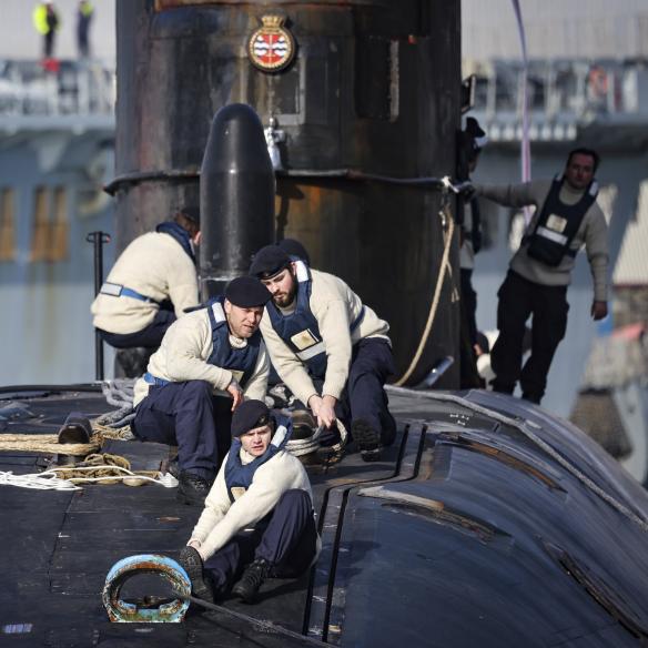 Submarine with crew