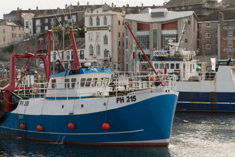 A boat on the water in the Barbican Plymouth 