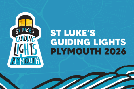A graphic of a lighthouse and waves with St Luke's Guiding Lights text 