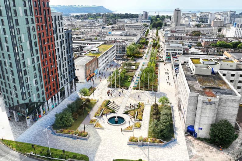 Artist impression of Armada Way regeneration