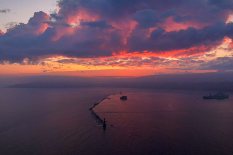 The sun setting over Plymouth Sound 